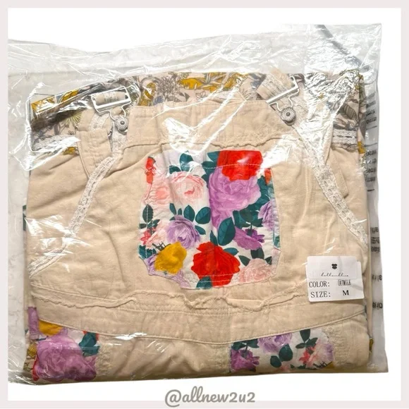 POL Floral Print Frayed Denim Jeans Overalls Dress - Picture 7 of 13